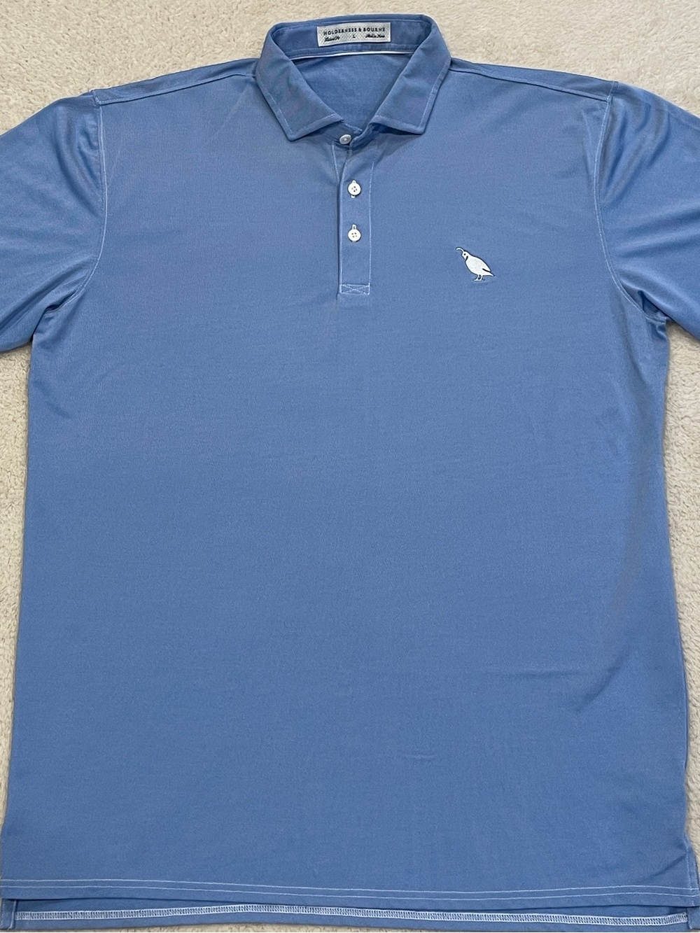 Holderness & Bourne The Graham Polo Shirt Men Large L Fiji Oxford Blue Golf